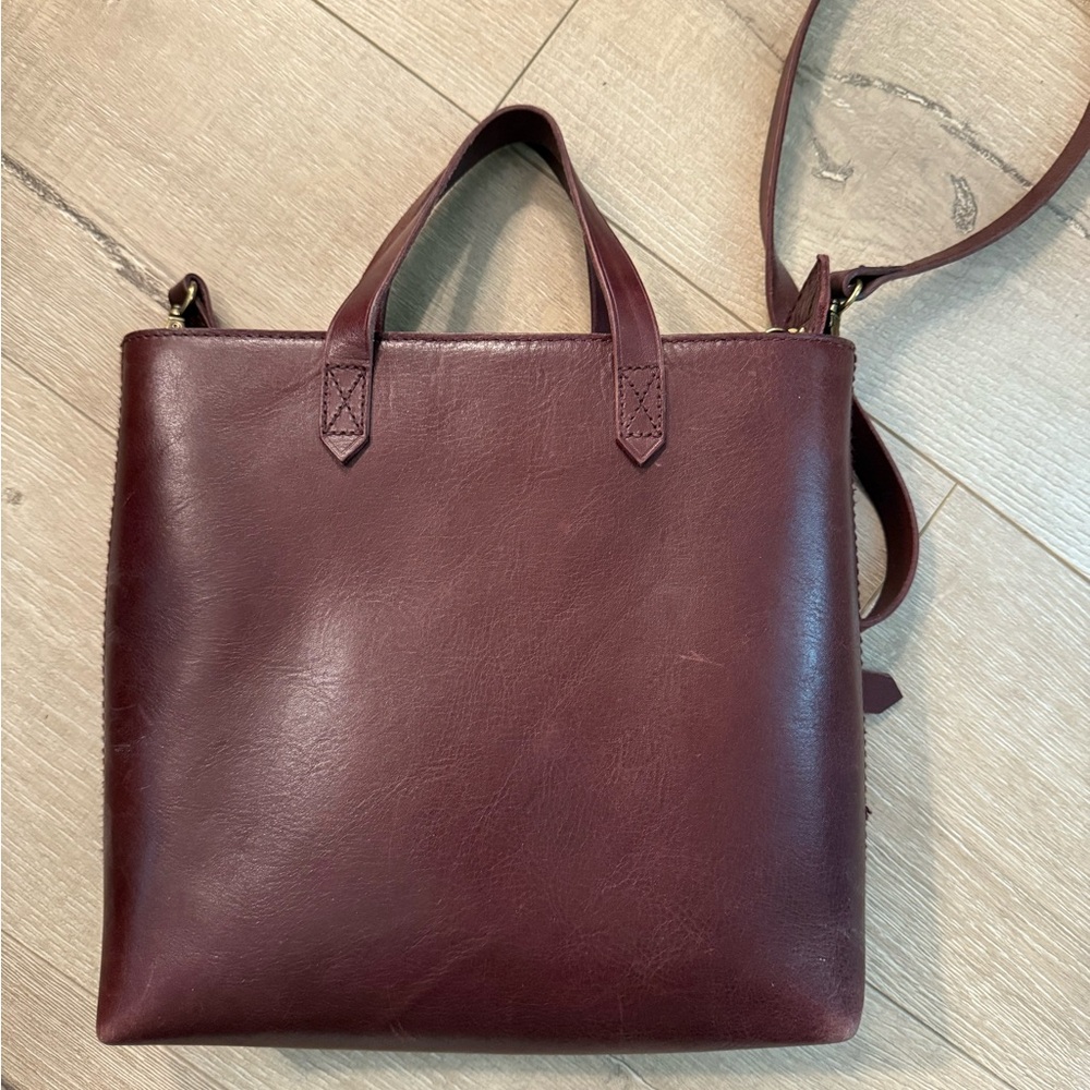 Madewell Burgundy Leather Tote Bag